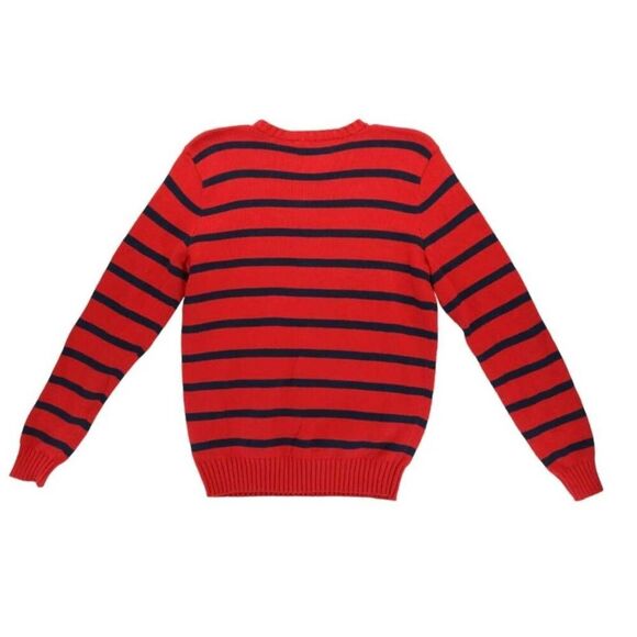 POLO RALPH LAUREN Men's Striped Crewneck Sweater Red Navy M Cotton Classic - Picture 4 of 10